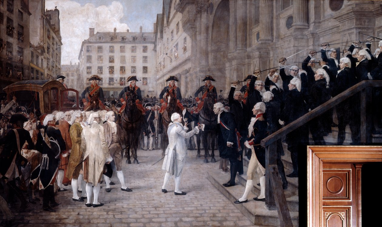 XVI. Lajost Párizs új polgármestere fogadta 1789. július 17-én, a XX. alkotó: Jean Paul Laurens