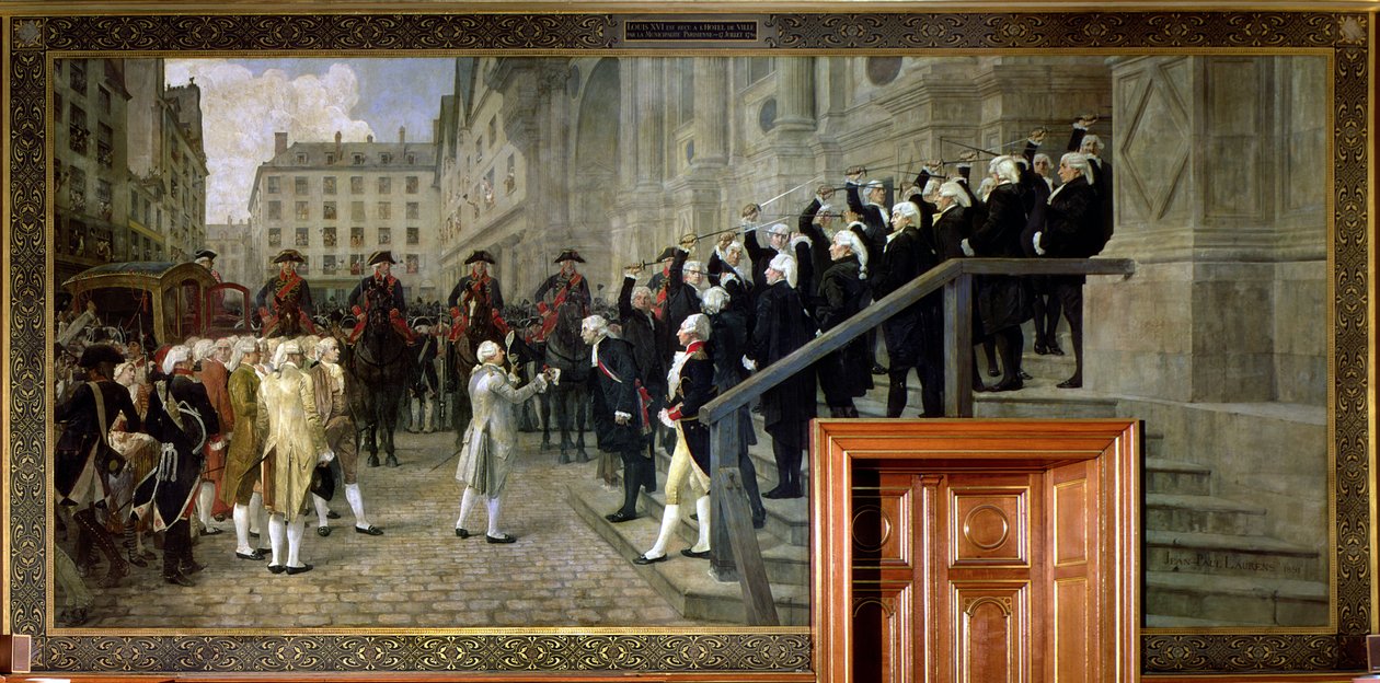 XVI. Lajos fogadása a Hotel de Ville-ben a párizsi önkormányzat által 1789-ben, 1891-ben alkotó: Jean Paul Laurens