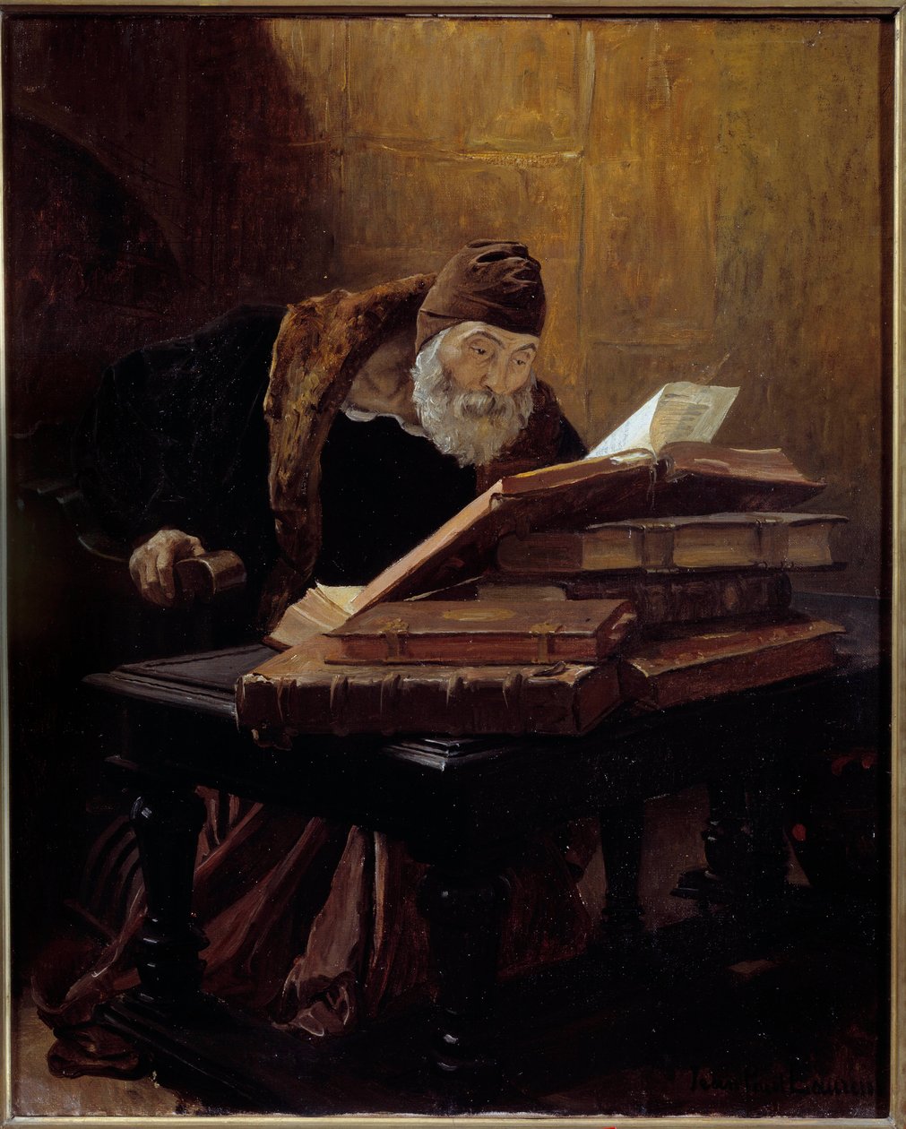Az öreg tudós. Jean Paul Laurens (1838-1921) festménye 1889. Olaj, vászon. Méret: 0,60 X 0,48 m. Toulouse, Musee Des Augustins – A régi tudós vagy az alkimista. Jean Paul Laurens festménye (1838-1921) alkotó: Jean Paul Laurens