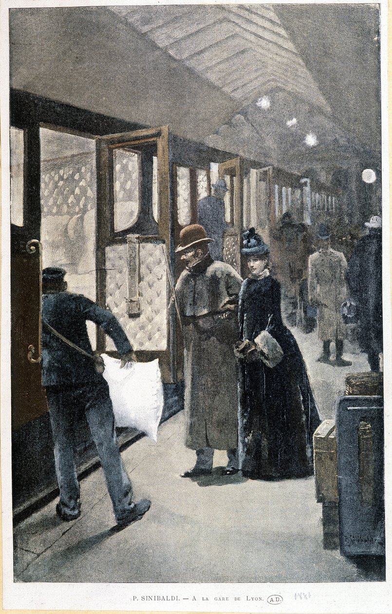 Indulás az éjszakai vonatra a Gare de Lyonnál - Sinibaldi rajza alkotó: Jean Paul Sinibaldi