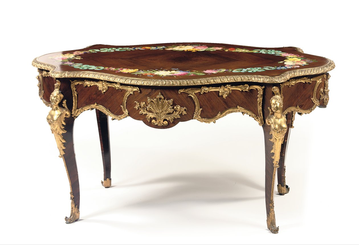Napoleon III középső asztal, 1856 körül (rózsafa és zománc) (lásd még: 476435 és 476436) alkotó: Jean Pierre Alexandre Tahan