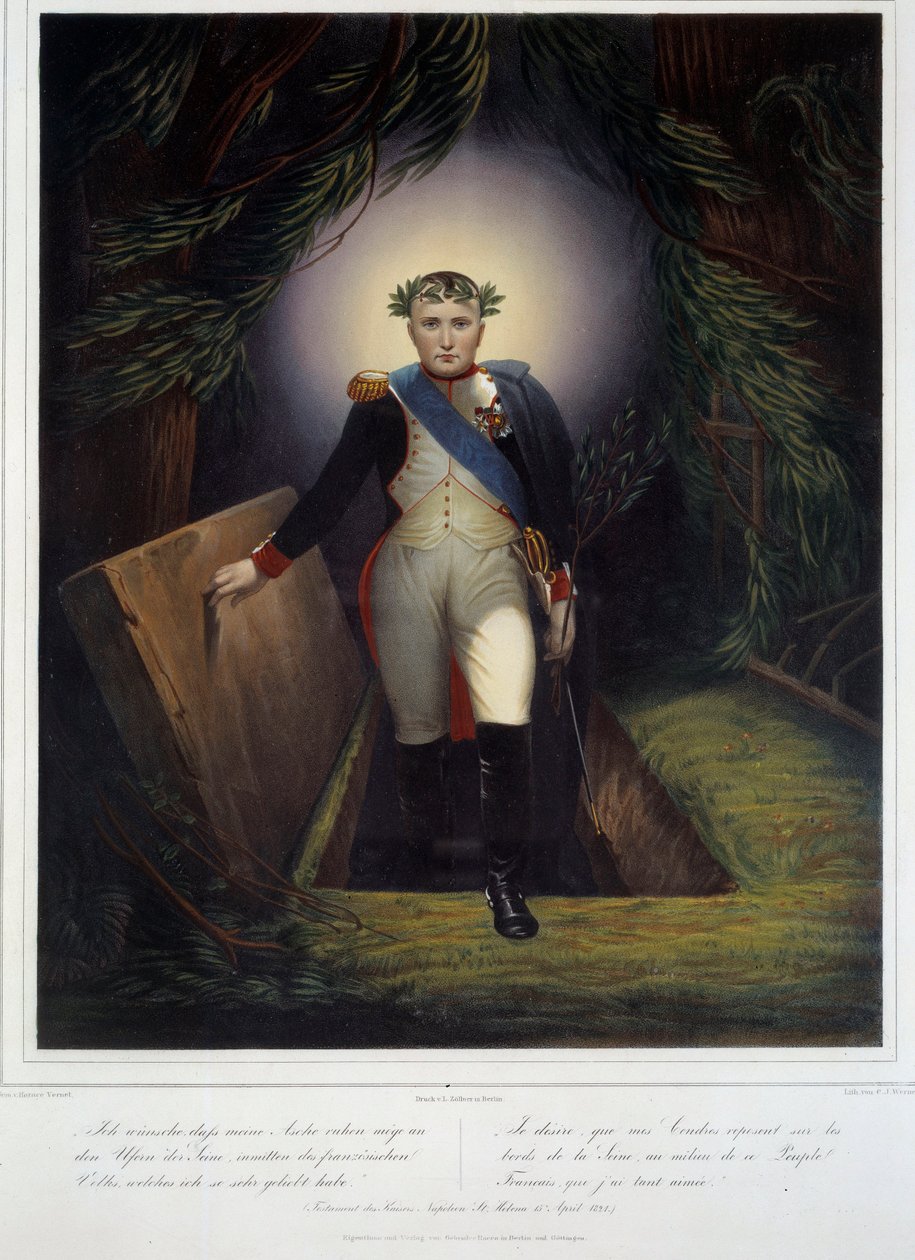 Portré I. Napóleon (1769 - 1821) lábán a sírjából. Jean Jacques Werner (1791-1849) és Jean Pierre Marie Jazet (1788-1871) alkotó: Jean Pierre Marie Jazet
