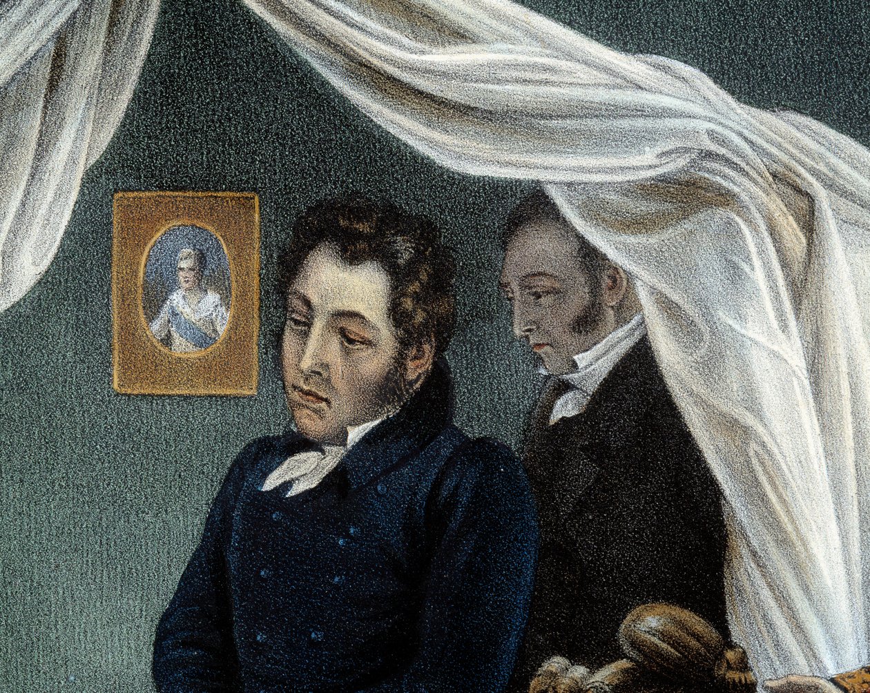 Napóleon halála, 1821.05.05. Sainte Helene-ben Louis Etienne Saint Denis-t, a „Mameluck Ali” (1788-1856) néven ismert részlet. Jean Pierre Marie Jazet (1788-1871) litográfiája Charles Auguste Steuben (1788-1856) Malmaiso festménye alapján alkotó: Jean Pierre Marie Jazet