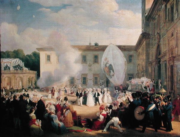 Francois Rene (1768-1848) Vicomte de Chateaubriand, Elena orosz nagyhercegnő (1807-73) fogadása a Villa Medici kertjében, 1829. április 29., 1830 alkotó: Jean Pierre Norblin de La Gourdaine