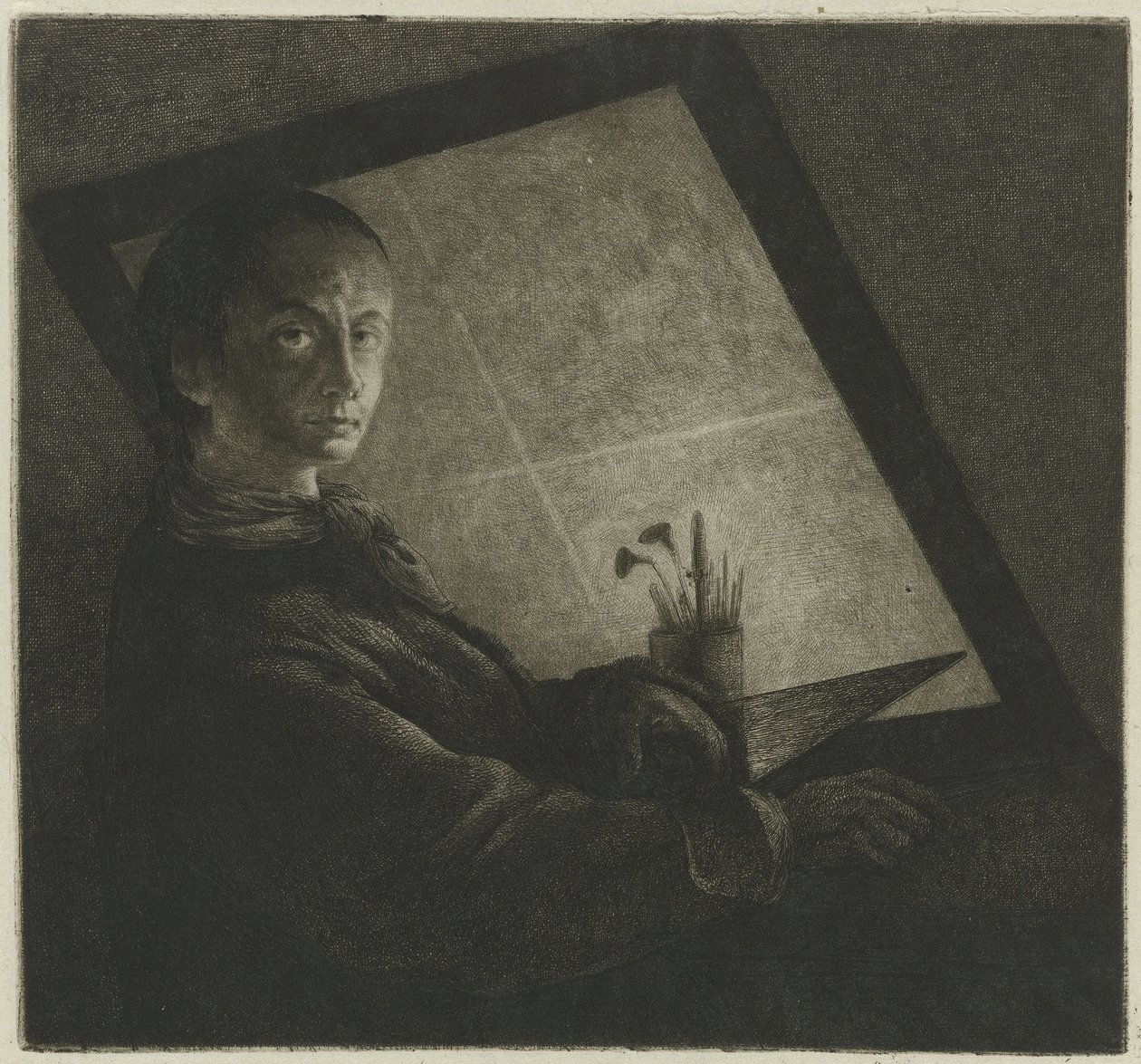 Önarckép gravírozóként alkotó: Jean Pierre Norblin de La Gourdaine