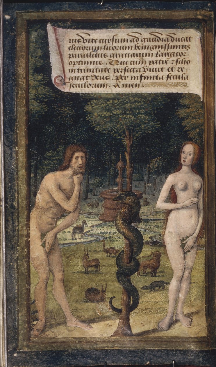 Ádám és Éva a Bastard Lettersből, kb. 1490-1510 alkotó: Jean Poyet
