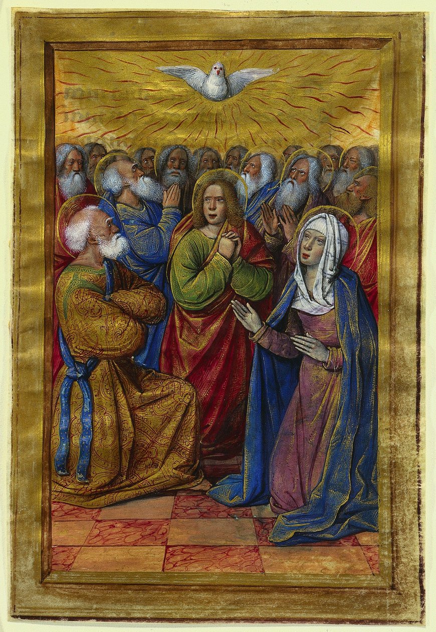 Miniatűr egy Órakönyvből: Pünkösd, c. 1500. alkotó: Jean Poyet