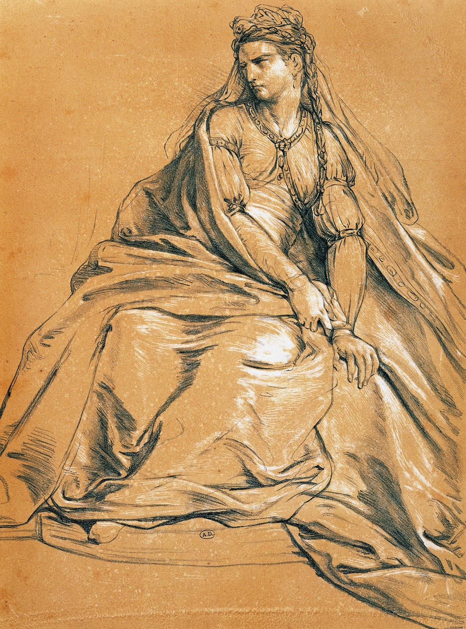 Adrienne Lecouvreur (1692-1730) színésznő az Andromaque címszerepében, Jean Racine (1639-1699) rajza, Franciaország alkotó: Jean Racine