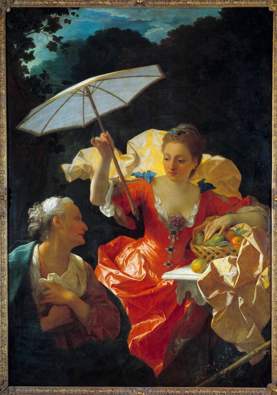 Vertumne és Pomone: A Pomone nimfába szerelmes Vertumne öregasszonynak álcázza magát, hogy közeledjen hozzá. Jean Ranc (1674-1735) festménye, olaj, vászon Dim. 170x120 cm. Montpellier, Fabre Múzeum alkotó: Jean Ranc