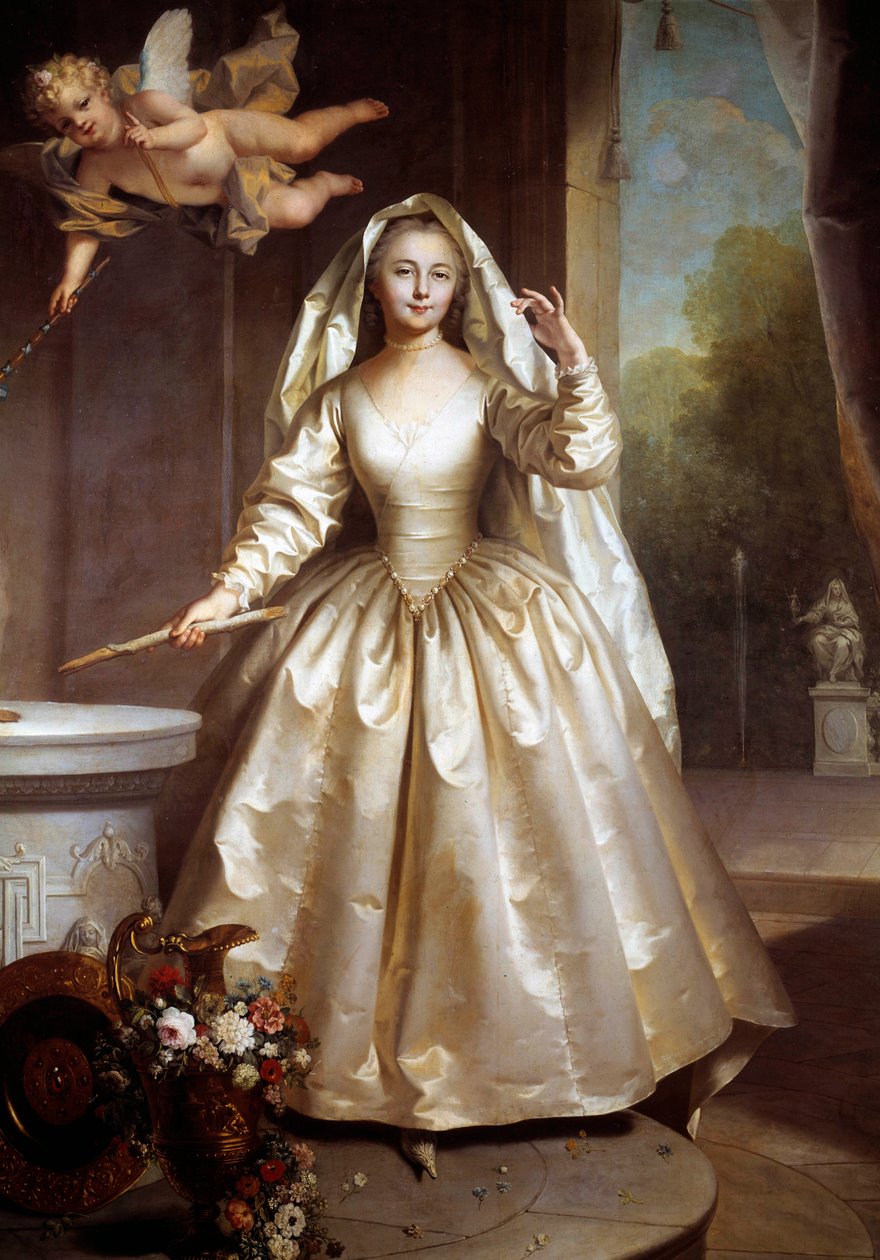 Marie Francoise Perdrigeon, Madame Boucher (1716-1734) egészalakos portréja, mint vestal Jean Raoux (1677-1734) festménye 1733 V. 2,61x1,97 m Dijon, Szépművészeti Múzeum alkotó: Jean Raoux