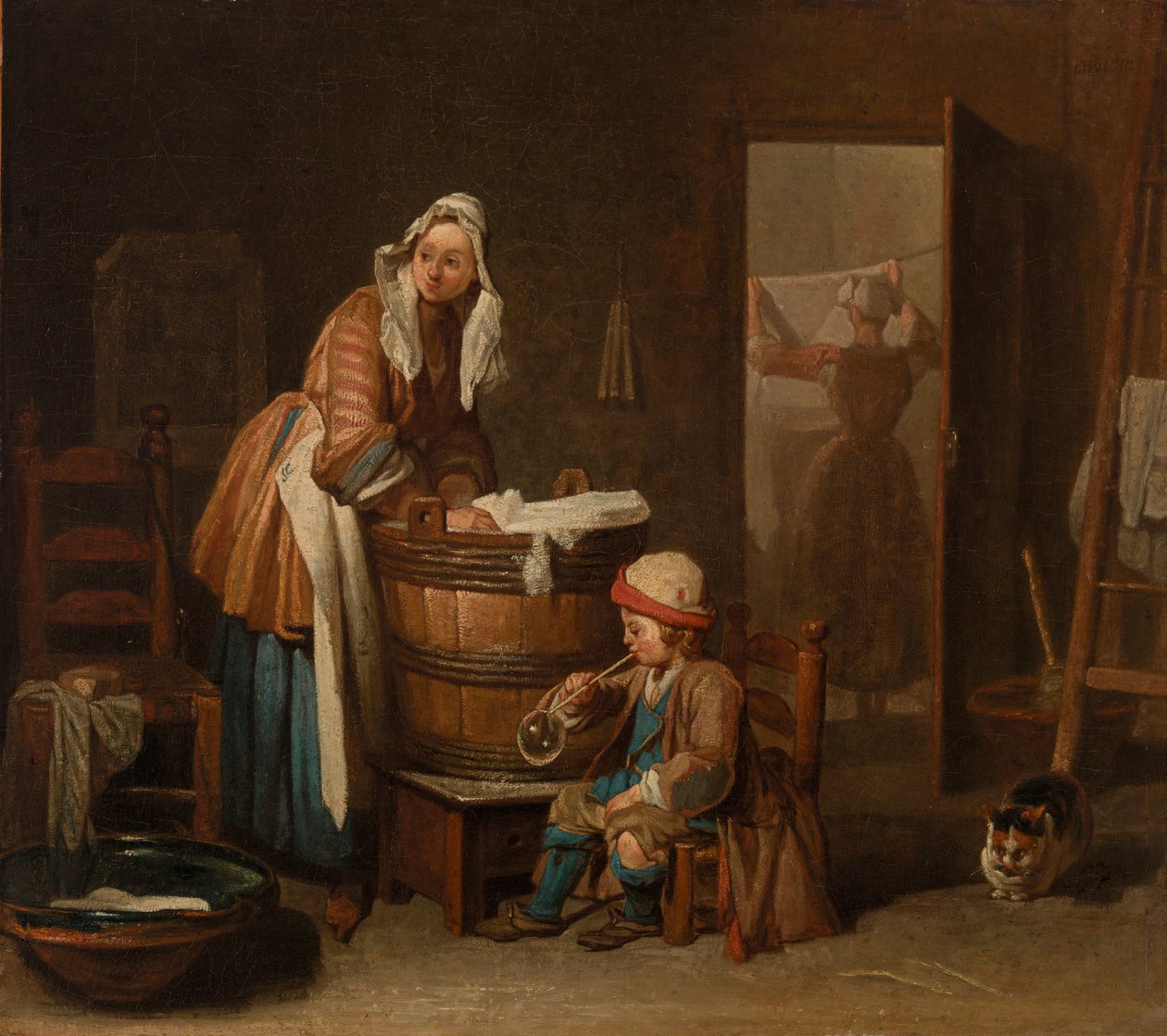 Mosakodó nő (A mosónő) alkotó: Jean Baptiste Simeon Chardin