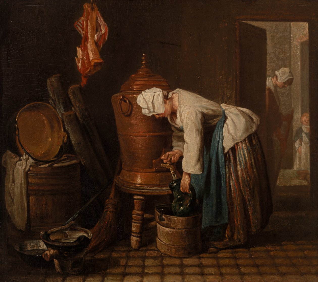 Nő vizet merít egy vízurnából (The Water Urn) alkotó: Jean Baptiste Simeon Chardin