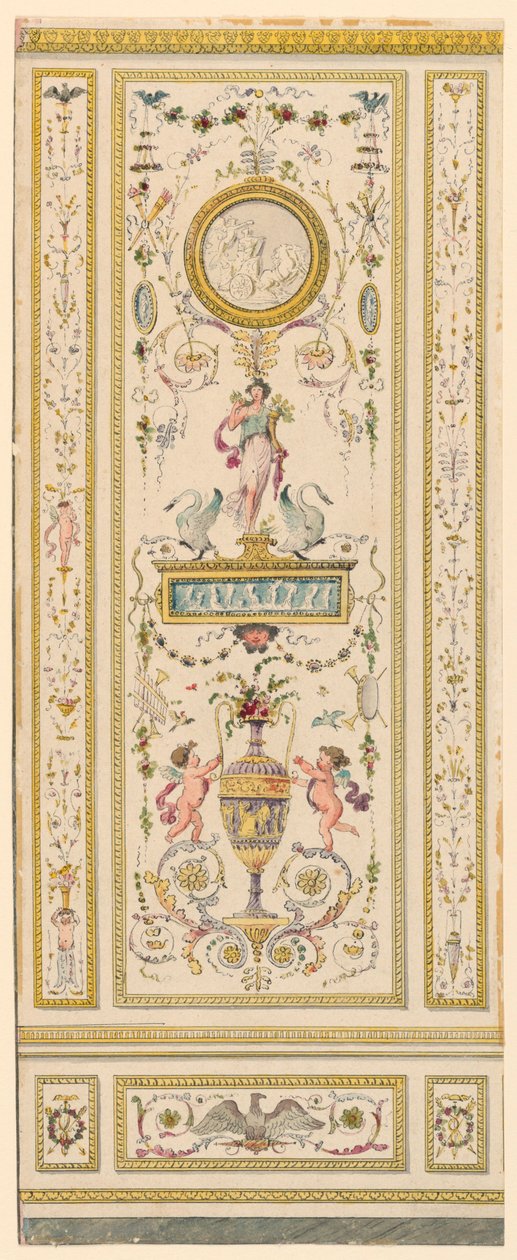 Rajz, díszes panel, 1775-1800 alkotó: Jean Simeon Rousseau