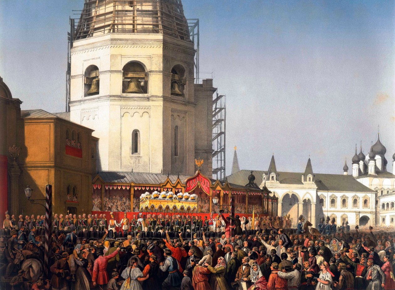 Felvonulás II. Sándor orosz cár megkoronázása után, Moszkva, 1856. alkotó: Jean Sorieul
