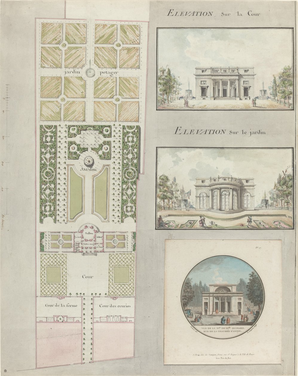 Projekt a Mlle-i házhoz és kertekhez. Guimard alkotó: Jean Testard and Charles Philippe Campion de Tersan