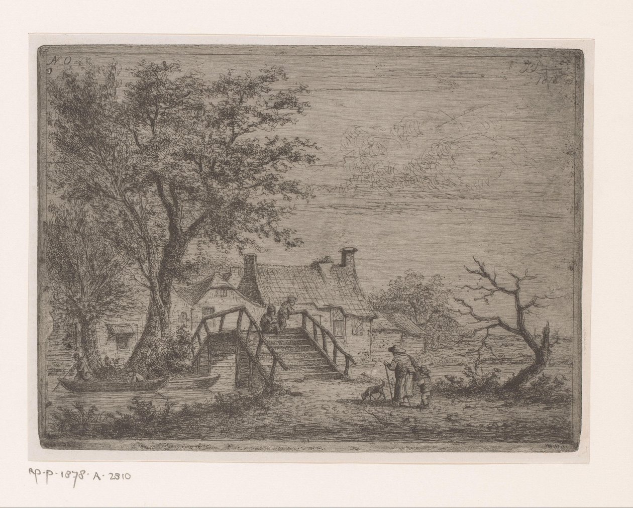 Táj fahíddal egy folyón alkotó: Jean Théodore Joseph Linnig