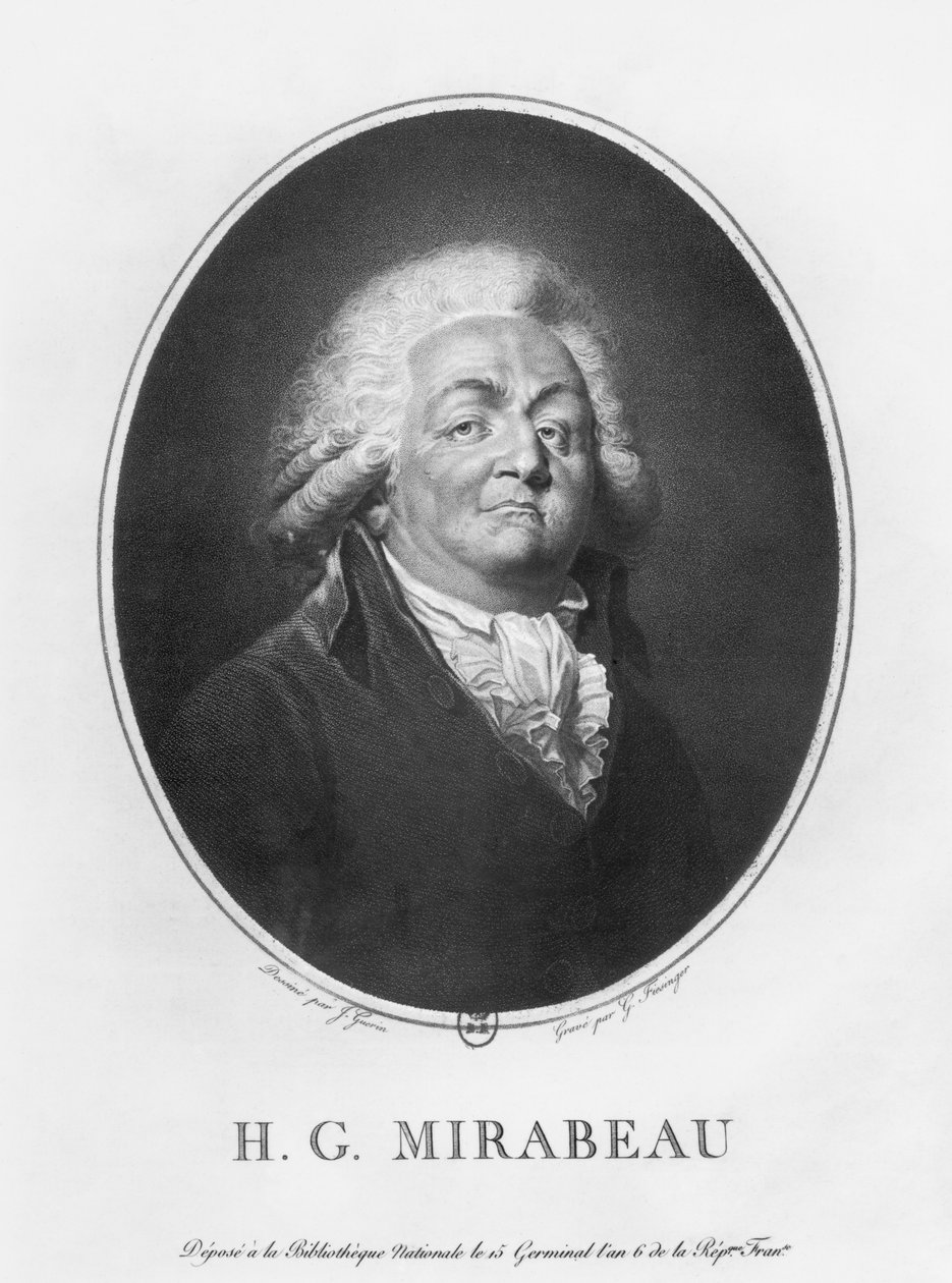 Honore Gabriel Riqueti, Mirabeau gróf, vésette: Frantz Gabriel Fiesinger (1723-1807) 1797 (litho) (bw fotó) alkotó: Jean Urbain Guerin