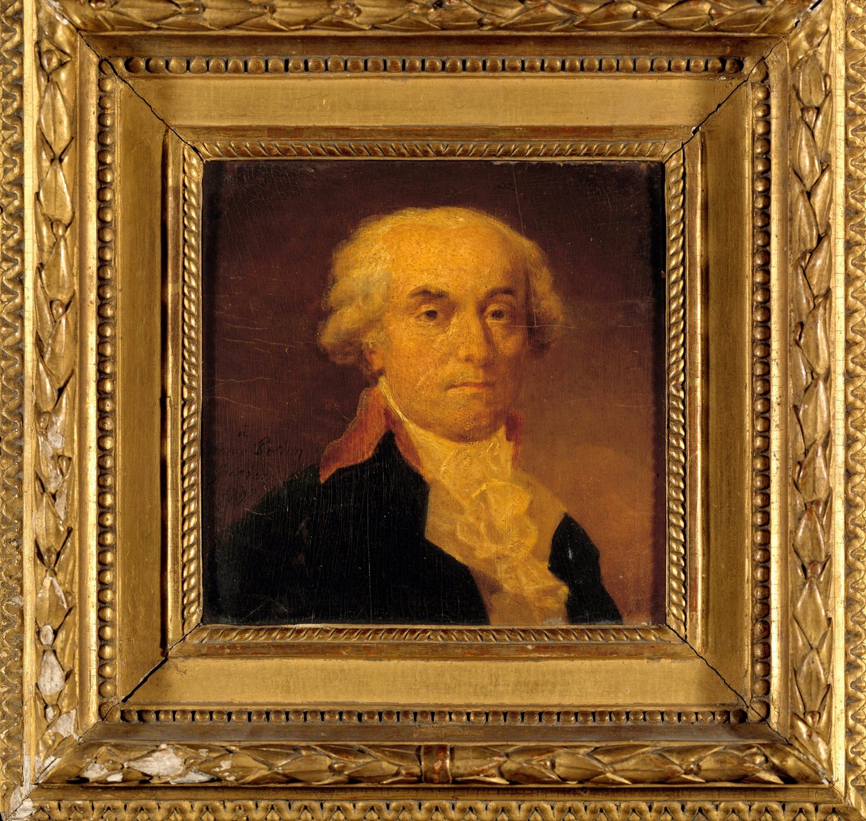 Jerome Petion de Villeneuve (1759-1793) a Konvent elnökének és Párizs polgármesterének portréja Jean Urbain Guerin (1760-1836) festménye 1792. Dim. 0,15x0,15 m. alkotó: Jean Urbain Guerin