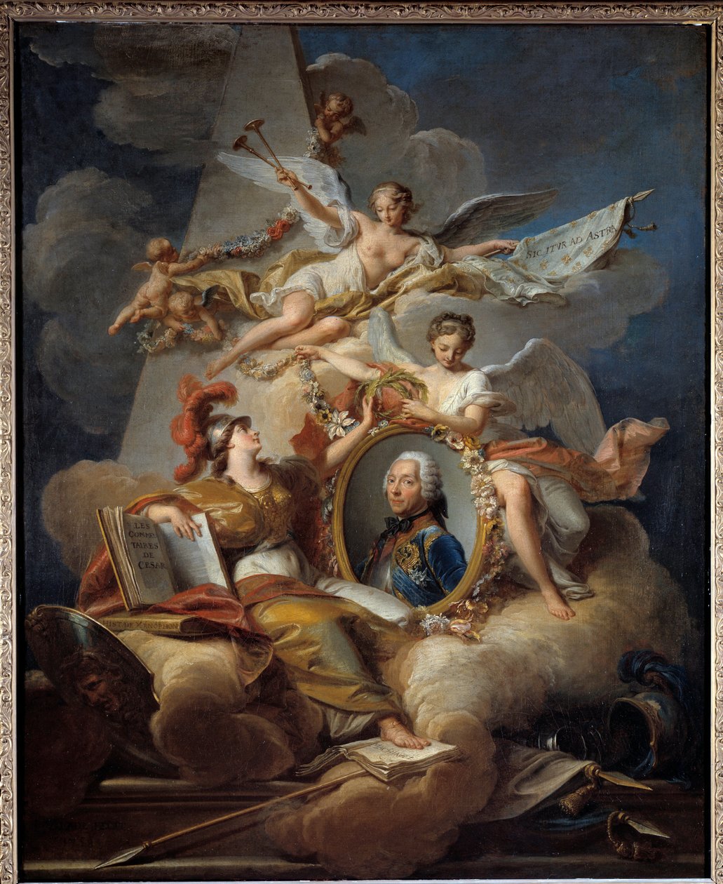Louis Charles Auguste Fouquet, Belle Isle hercege, Franciaország marechal (1684-1761) allegorikus portréja. Festmény egy festményben. Jean Valade (1709-1787) festménye 1758 V. 1x0,8 m alkotó: Jean Valade