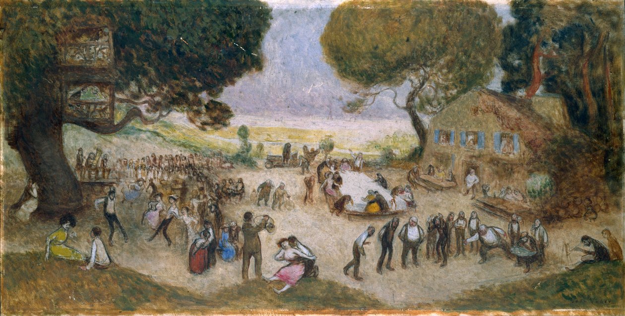 Vázlat a Hôtel de Ville de Paris: Fête champêtre, 1906 körül (ceruza, olaj, fa) alkotó: Jean Veber