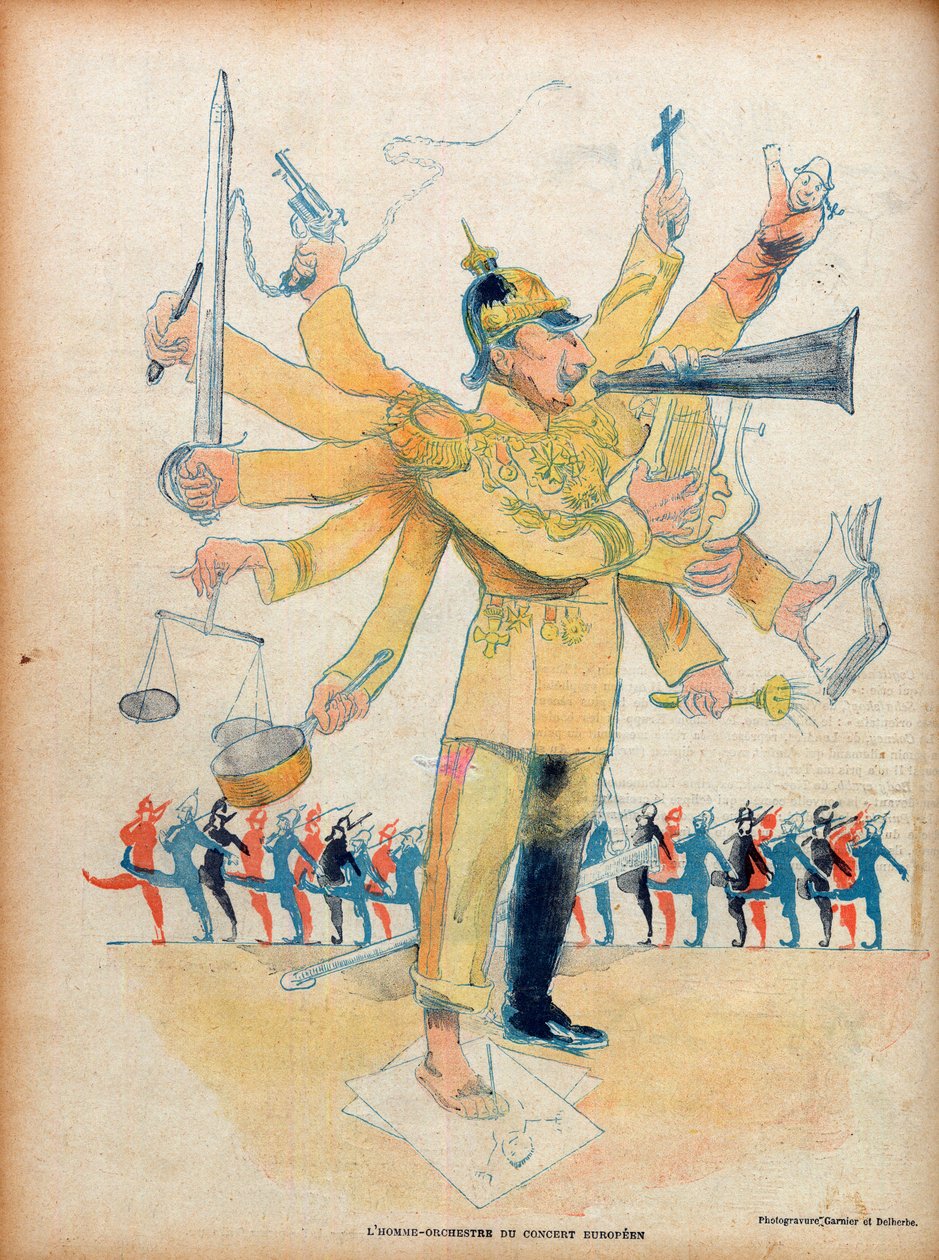 II. Vilmos (1859-1941) (II. Vilmos császár, német császár és porosz király) - az európai koncert férfi zenekara - karikatúra az 1898. november 26-i "" Le Rire"-ben - Jean Veber (1864-1928) karikatúrája - szám II. Vilmosnak (1859-1941) a alkotó: Jean Veber