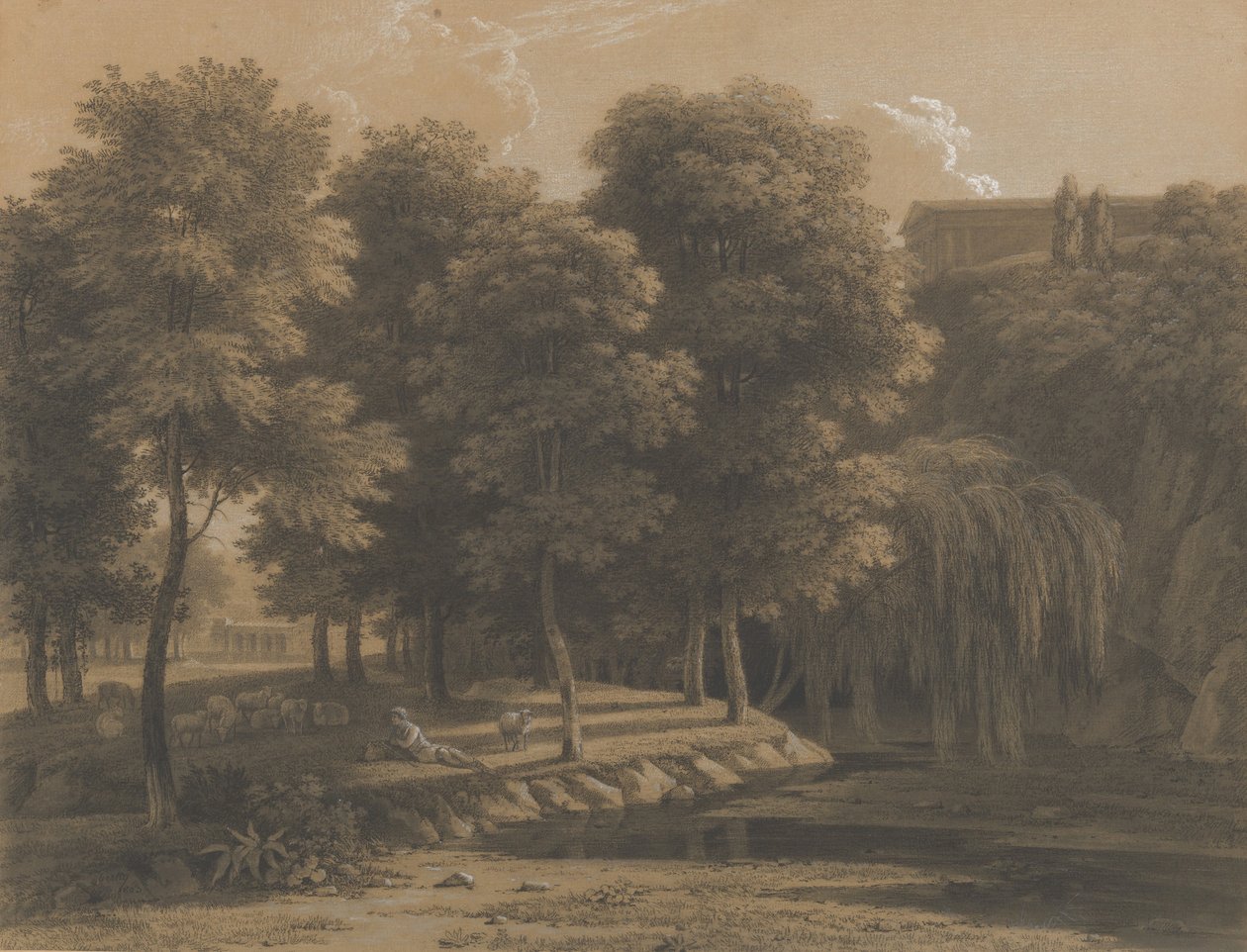 Klasszikus táj pásztorral, 1803. alkotó: Jean Victor Bertin