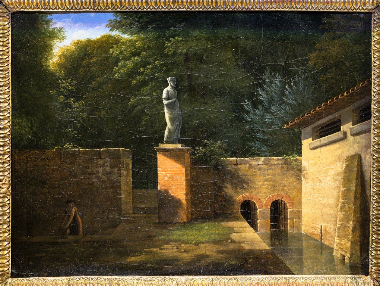 A szobor vagy egy park belseje (olaj, vászon) alkotó: Jean Victor Bertin