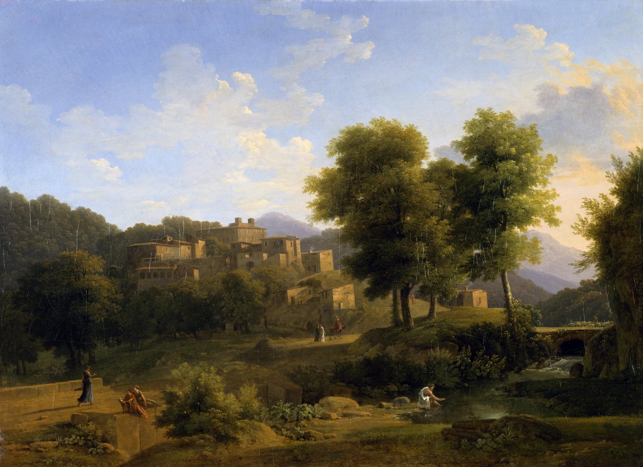 Kilátás egy városra a Sabine Hillsben, 1814 alkotó: Jean Victor Bertin