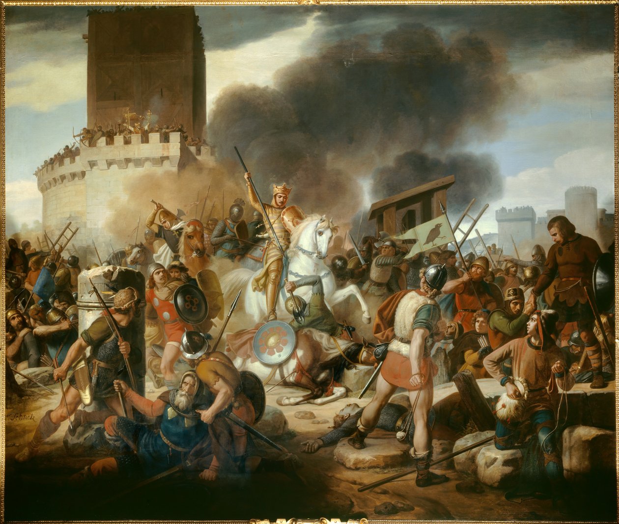 Eudes (Odon) gróf (860-898) védi Párizst a normannok ellen 886-ban, Victor Schnetz (1787-1870) festménye alkotó: Jean Victor Schnetz