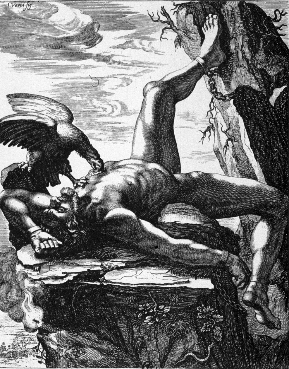 Leláncolt Prometheus - a De Marolles-i múzsák templomának festményein. Párizs alkotó: Jean Warin