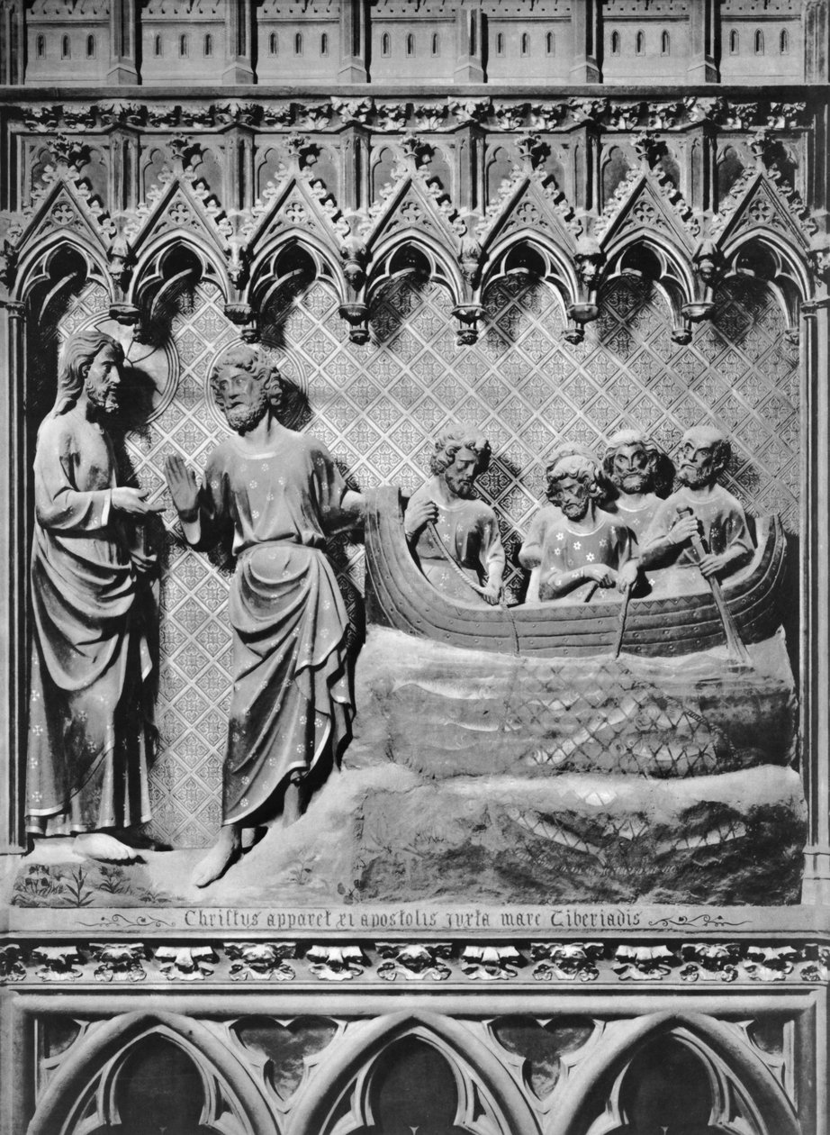 Katedrális, belső tér, kórus paraván, Jézus Krisztus megjelenése a Tibériai-tavon, a halak csodás huzata, 1340-51 körül (polikróm kő) alkotó: Jean and Jean Le Boutellier Ravy