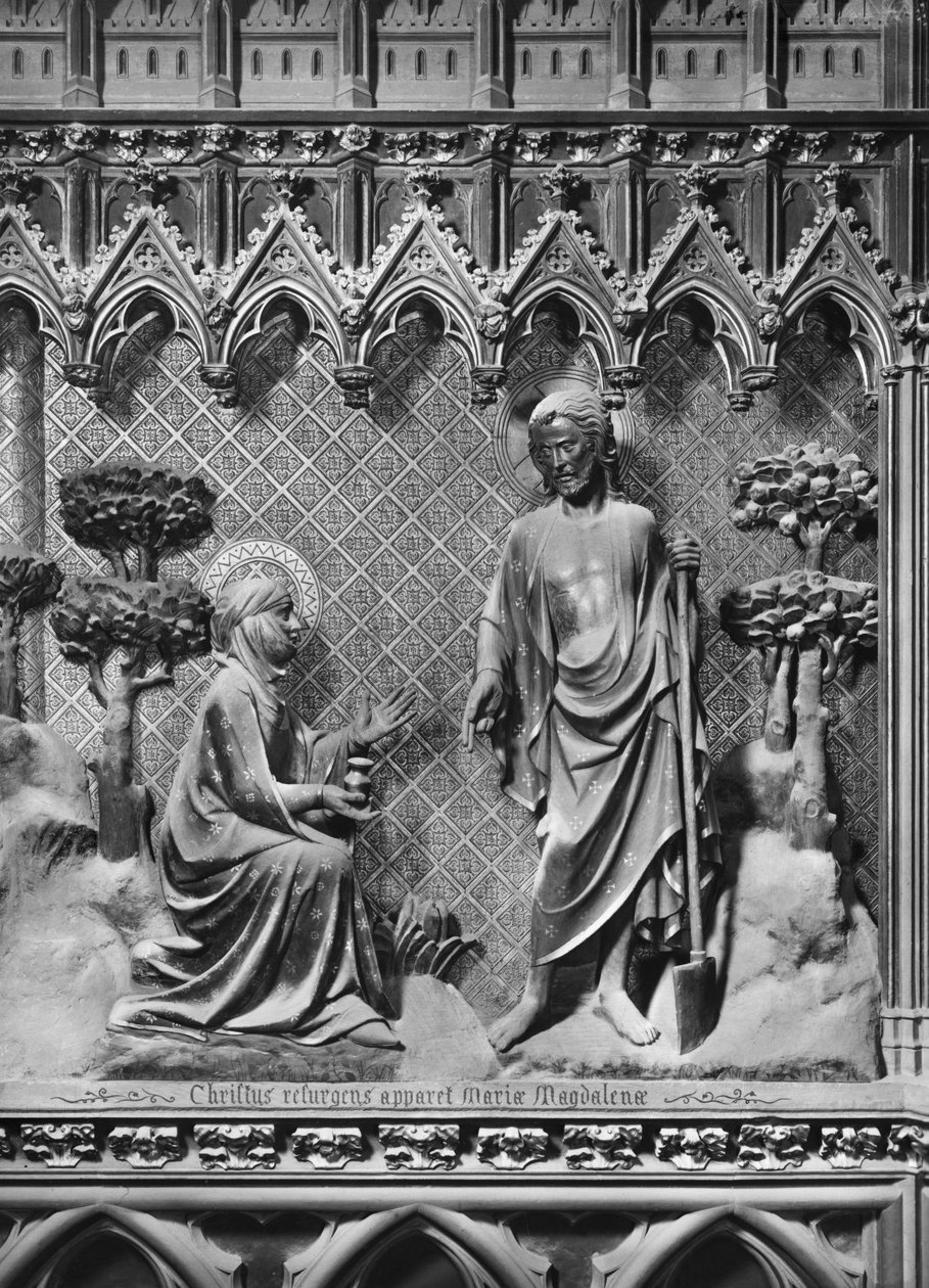 Katedrális, belső tér, kórus paraván, Jézus Krisztus megjelenik Mária Magdolnának, 1340-51 körül (polikróm kő) alkotó: Jean and Jean Le Boutellier Ravy