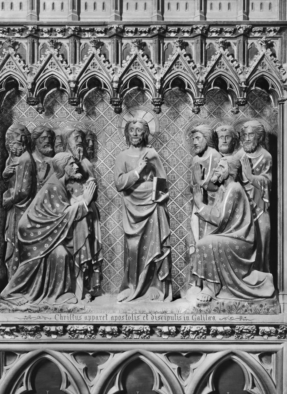 Katedrális, belső tér, kórus paraván, Jézus Krisztus megjelenése az apostoloknak és a tanítványoknak Galileában, 1340-51 körül (polikróm kő) alkotó: Jean and Jean Le Boutellier Ravy