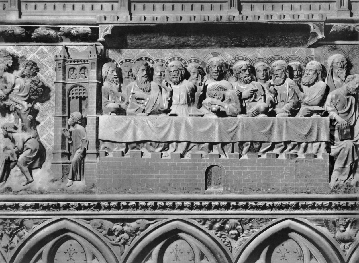 Katedrális, belső tér, kórus paraván, Utolsó vacsora, 1340-51 körül (polikróm kő) alkotó: Jean and Jean Le Boutellier Ravy