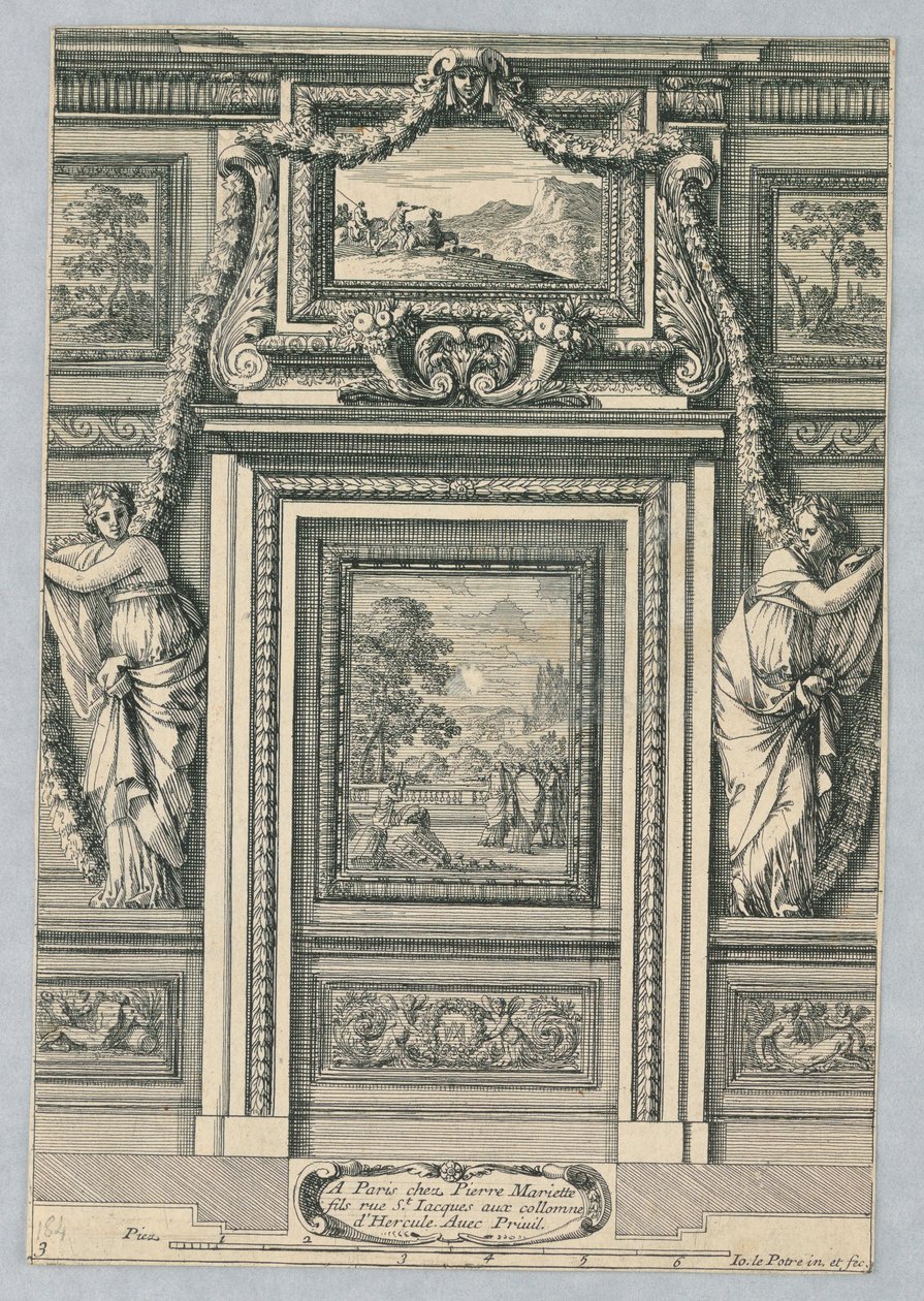 Design for Door, a "Placarts Out Ornemens"-től alkotó: Jean le Pautre