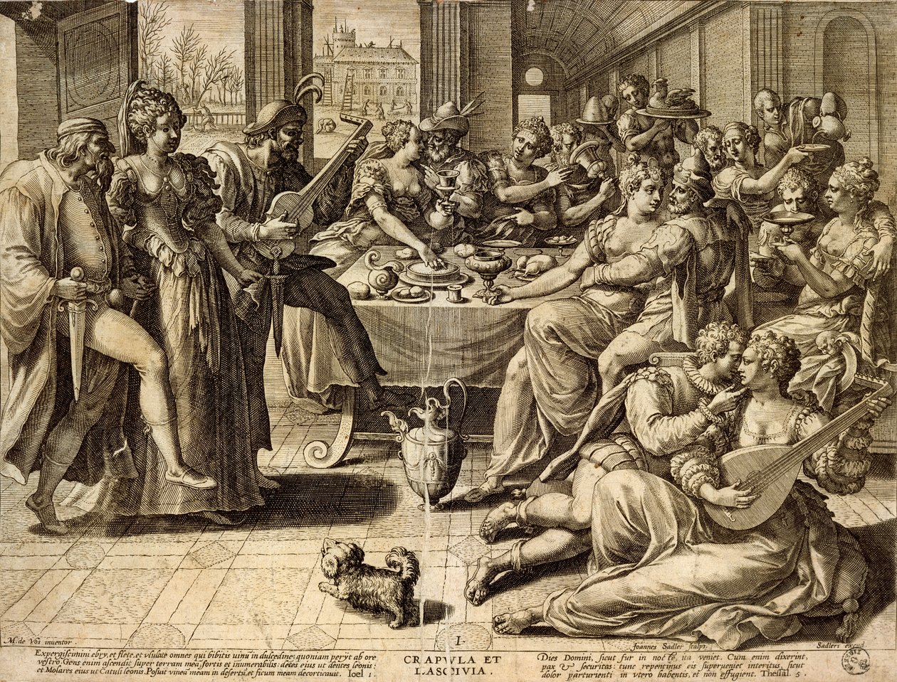 Vacsora: Jan Sadeler I (1550-1600), metszet alkotó: Jean or Johann Sadeler
