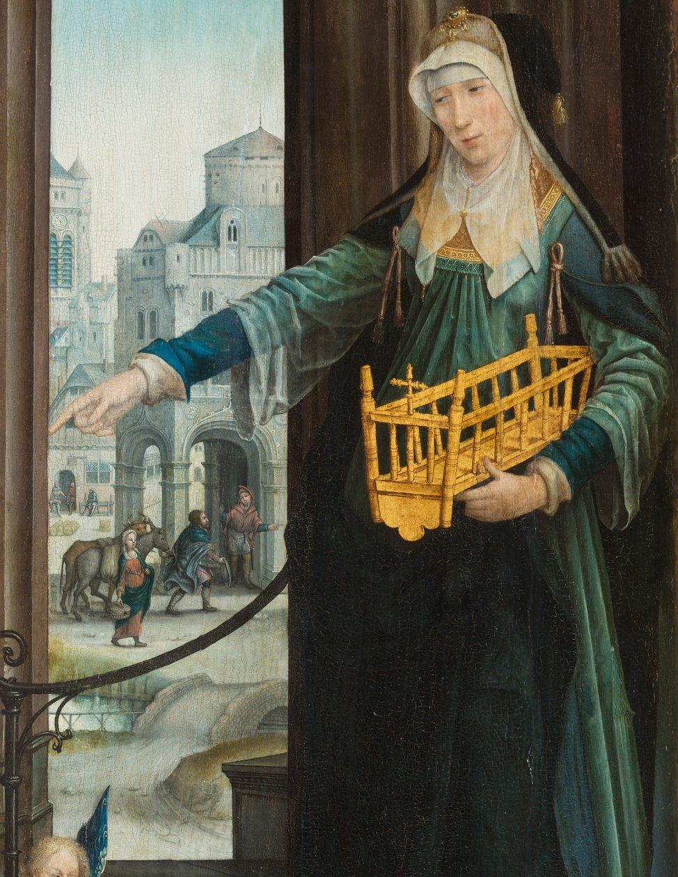 a szamoszi Szibilla. A gyermek Jézus imádásának triptichonja alkotó: Jean the Elder (attr. to) Bellegambe