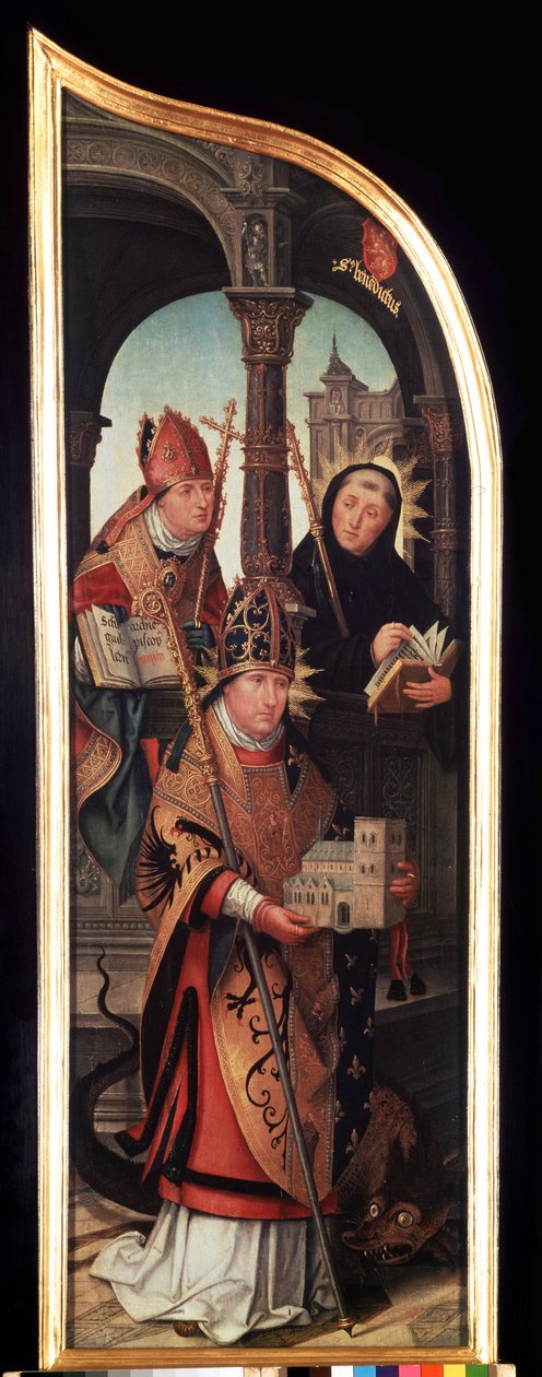 Az Angyali üdvözlet triptichonjának bal oldali panele (Az Angyali üdvözlet). Idősebb Jean Bellegambe (1470-1534) festménye fára, 103 x 33 cm, Szentpétervár, Ermitázs Múzeum alkotó: Jean the Elder Bellegambe
