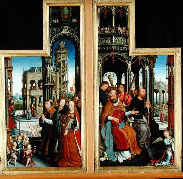 A Szentháromság dicsőítésének poliptichonja apostolokat és mártírokat ábrázol, 1509-16 alkotó: Jean the Elder Bellegambe