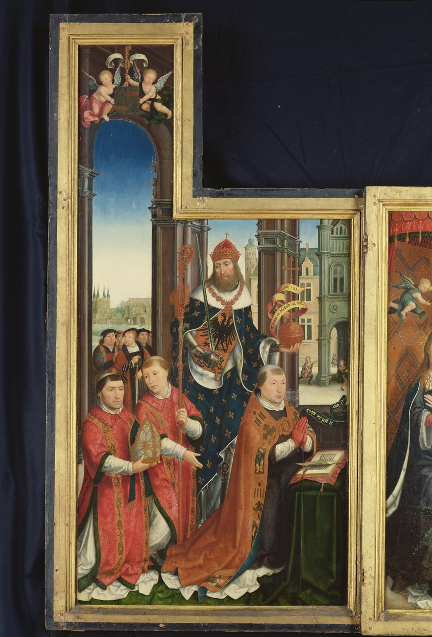 A Szentháromság dicsőítésének poliptichonja, apátokat ábrázoló tábla, 1509-15 alkotó: Jean the Elder Bellegambe
