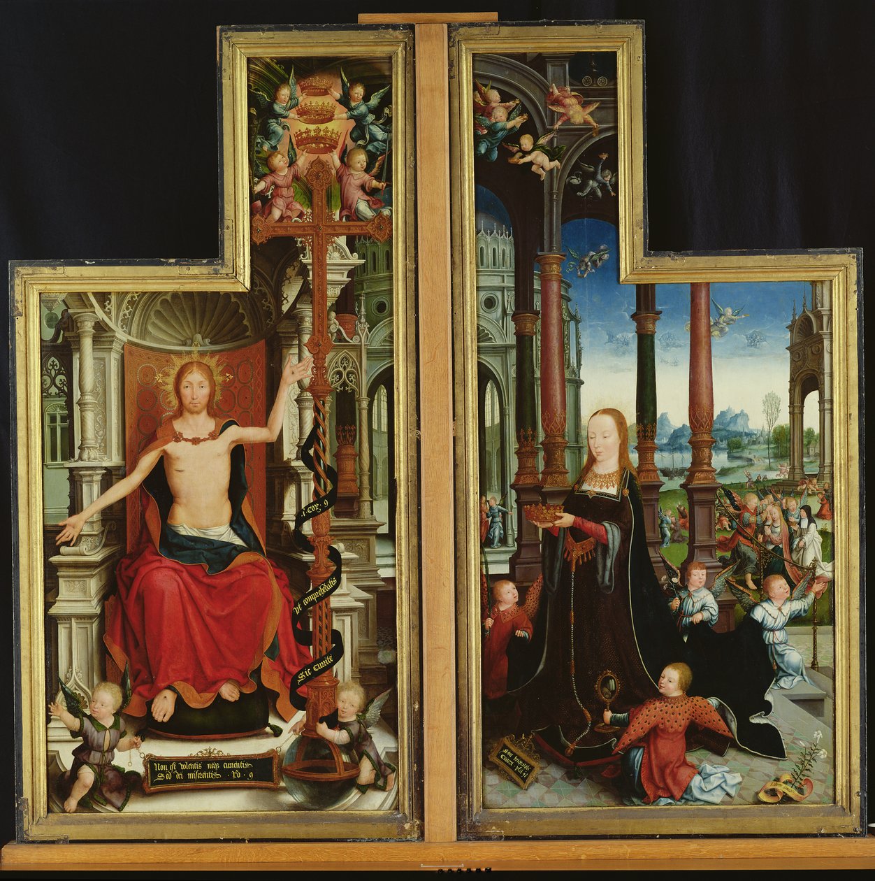 A Szentháromság dicsőítésének poliptichonja, a trónoló Krisztust és a Szűzanyát ábrázoló táblák, 1509-1515 alkotó: Jean the Elder Bellegambe