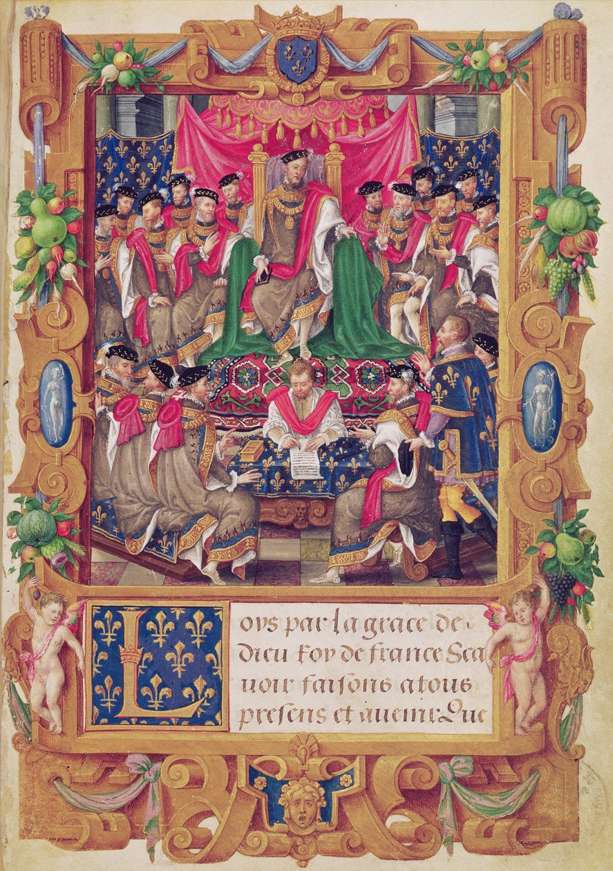 II. Henrik elnököl a francia lovagi Saint-Michel rend káptalani ülésén alkotó: Jean the Elder Cousin