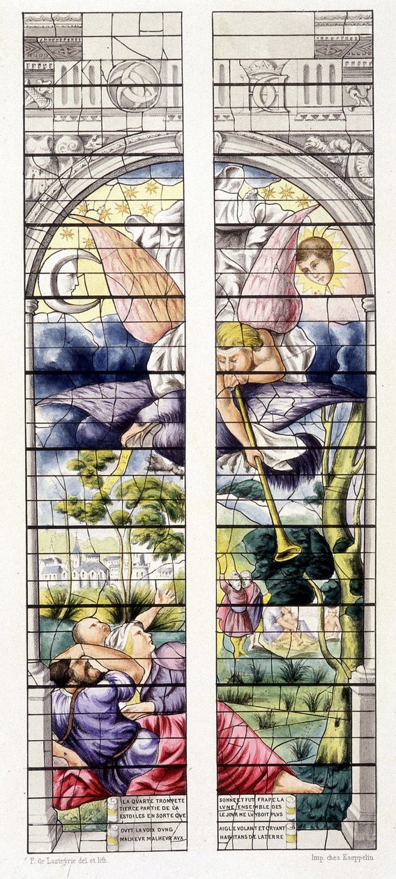 Az Apokalipszis jelenetének reprodukciója, amelyet Jean Cousin, the Elder (1490-1560) festett, Vincennes szent kápolnája alkotó: Jean the Elder Cousin