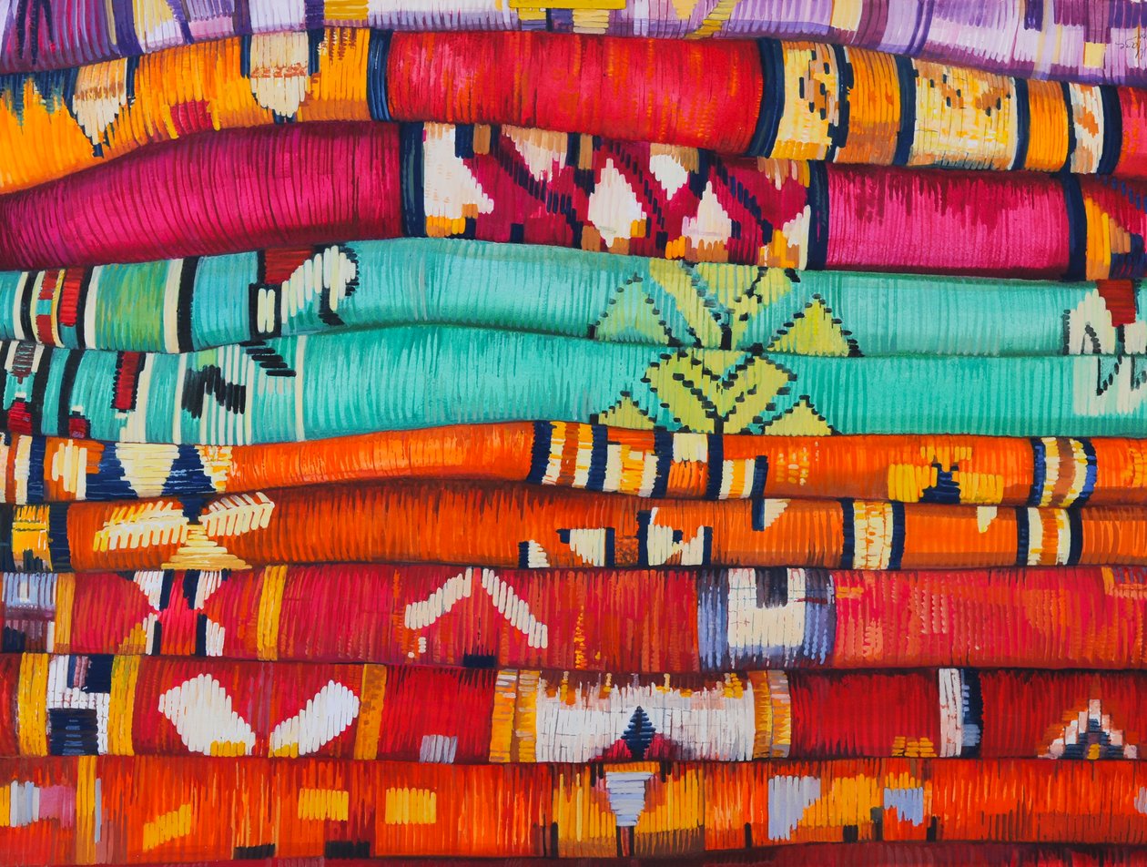 Marokkói szövetek 4, 2013 (gouache, papír) alkotó: Jeanne Maze