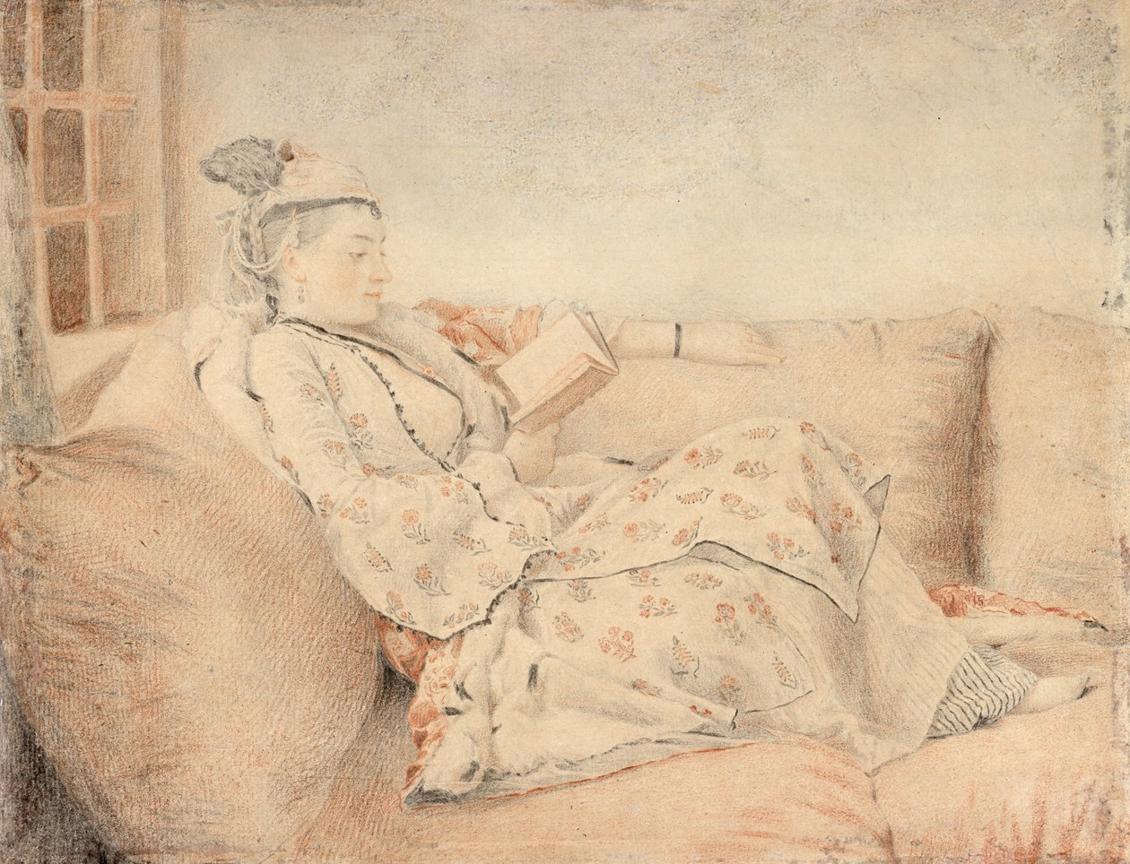 Hölgy török ruhában, olvas alkotó: Jean Étienne Liotard