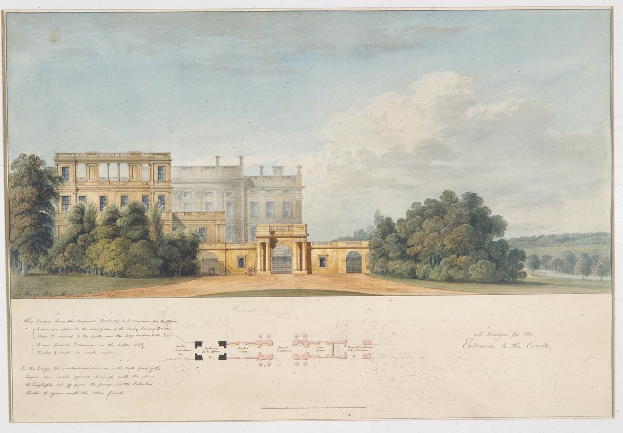 Az udvar bejáratának terve, Chatsworth alkotó: Jeffry Wyatville
