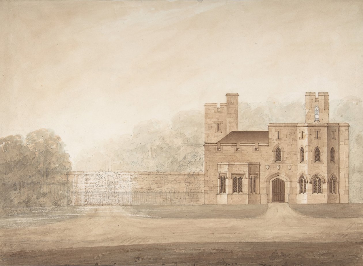 Tervezés a Bishopsgate Lodge számára, Windsor Castle, Berkshire, kb. 1820-30. alkotó: Jeffry Wyatville