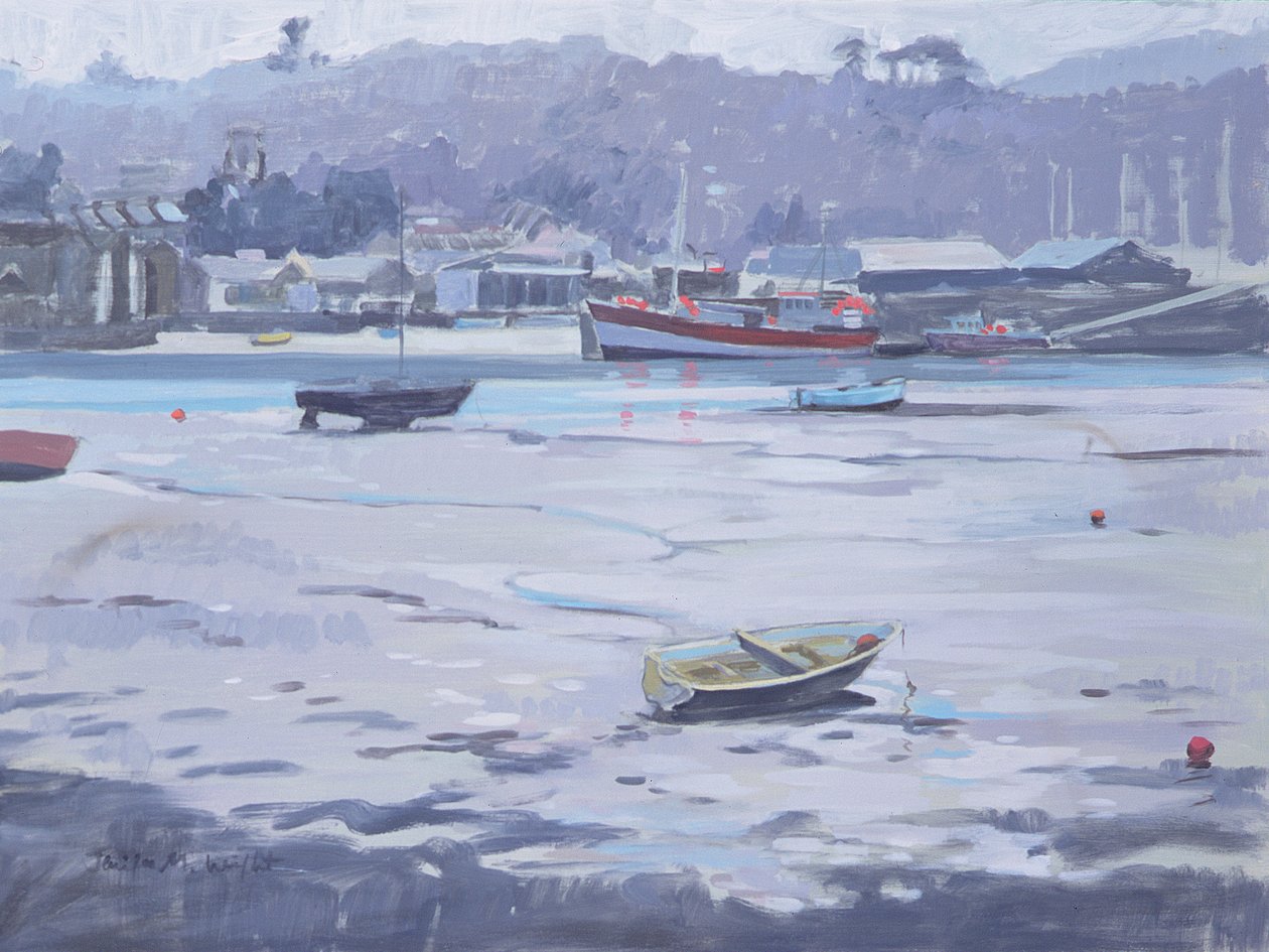 Salcombe - Szürke nap - Halászkikötő alkotó: Jennifer Wright