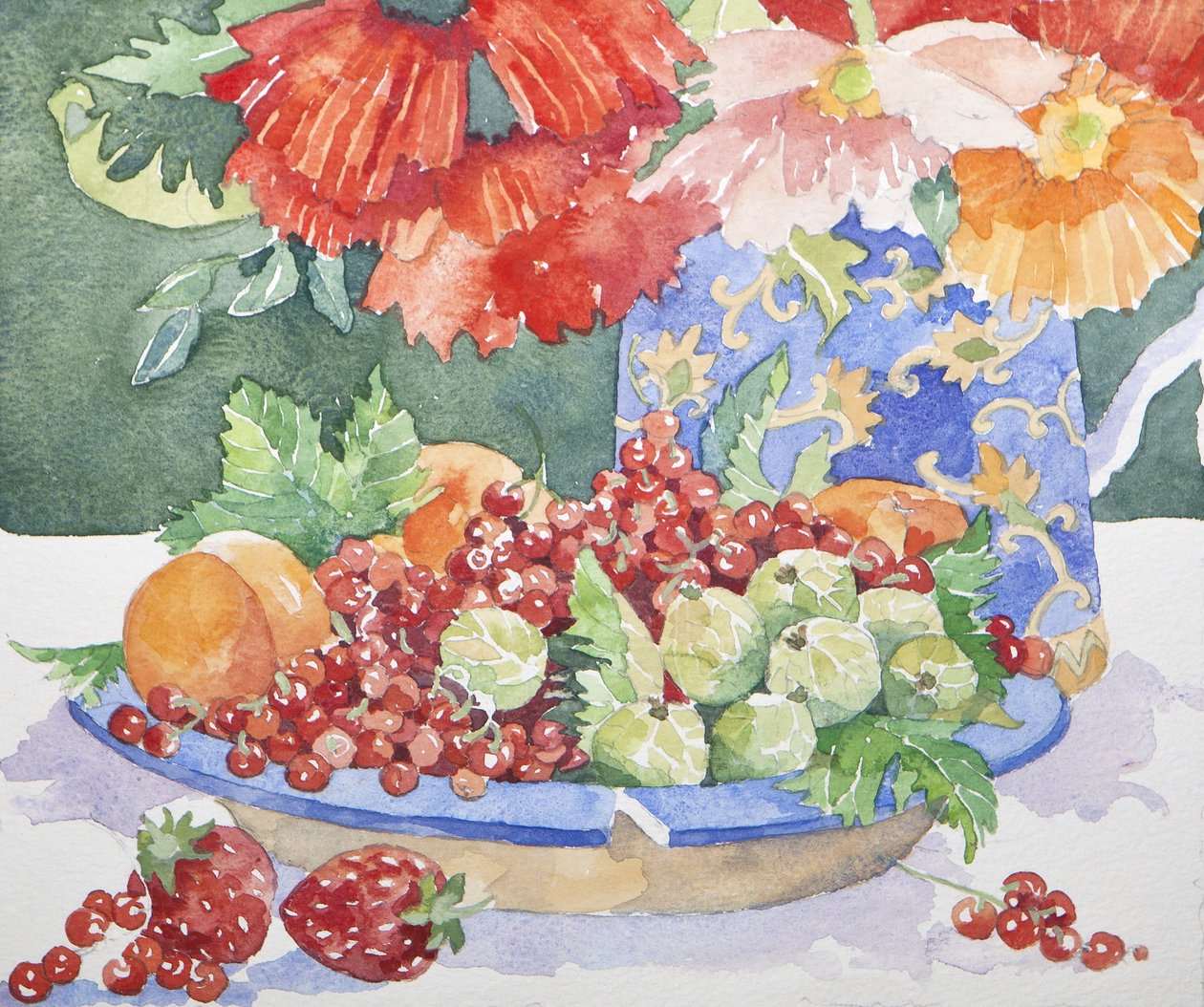 Gyümölcs tányéron, 2014 akvarell alkotó: Jennifer Abbott