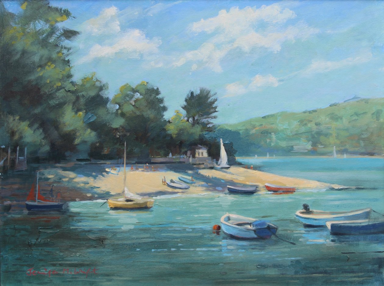 Fishermans Cove Salcombe, olaj a fedélzeten, 2016 alkotó: Jennifer Wright
